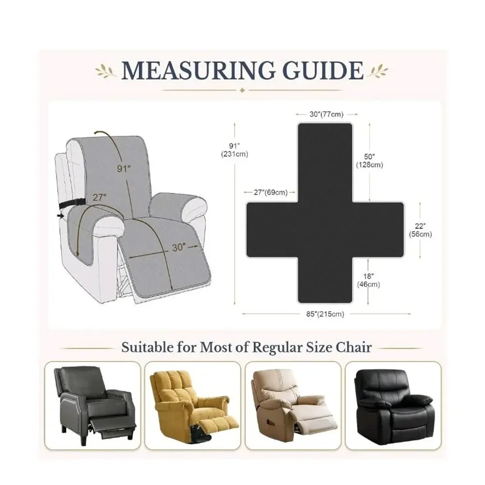 Waterproof Recliner Chair Covers,Non-Slip Chair Cover,Black
